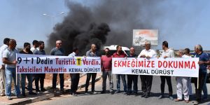 TAKSİCİLERDEN GERGİN EYLEM