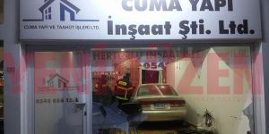 Araç, işyerinden içeri girdi!