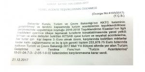 21 acenteye, 253 bin Euro teşvik!...