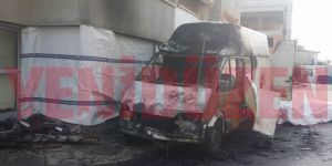 Park halindeki araç yandı!