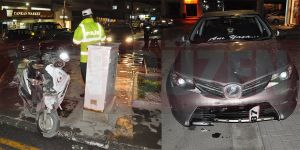 Motosiklet sürücüsünün ayağı kırıldı