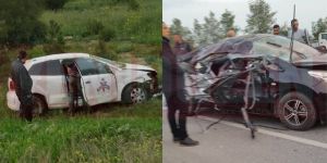 Karşı şeride geçti, araçla çarpıştı