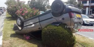 Araca çarpmamak istedi, takla attı!