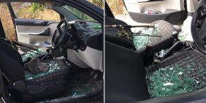 Camları kırdılar, arabayı soydular!