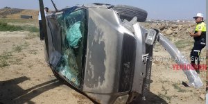 Trafiğe kapalı yolda 15 metre uçtu!