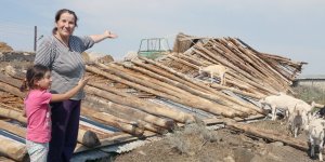 Hamitköy’de mandıranın çatısı uçtu!