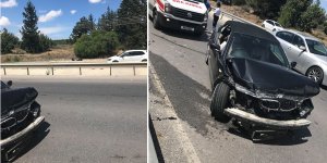 Direksiyon hakimiyetini kaybetti, bariyerlere çarptı