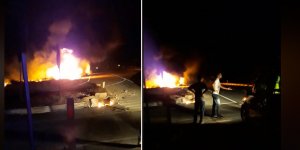 Araç alev aldı, şoför kayıp