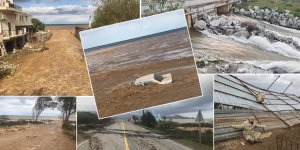 Dereler taştı, araç denize sürüklendi