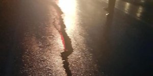 Arapköy'de yol çöktü