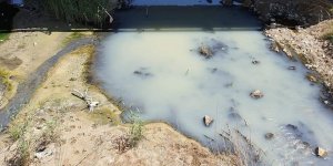 Kanalizasyon atığı dereye taştı