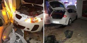 Arabayla iş yerine giriyordu