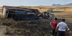 Tır devrildi, alev aldı: 1 yaralı