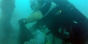 Polis, Limasol’da deniz yatağını temizledi