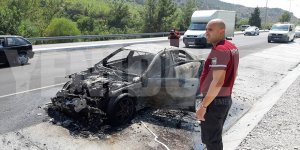 Araba cayır cayır yandı