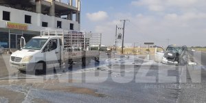 Süt aracı ile çarpıştı