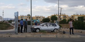 Turunçlu kavşağında korkutan kaza!