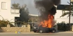 Araç alevler içinde kaldı