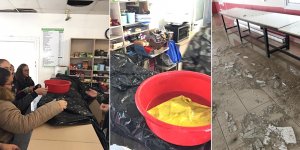 Tavan çöktü, kafeterya su içinde kaldı