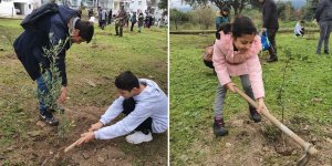 Çocuklar fidan dikti