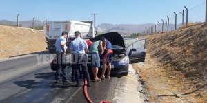 Dağyolunda araç alev aldı