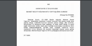 Concorde Otel'in sahibi Mehmet Necati Yağcı’ya vatandaşlık