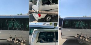 Elektrik tellerini koparıp, direği kırdı