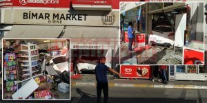 Dikkatsiz sürücü markete girdi