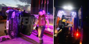 Duvara çarptı, yan durdu