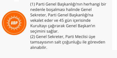 UBP Tüzük’te ‘olur’ arıyor