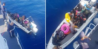 Kayalar açıklarında bir teknede 13 mülteci