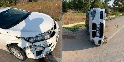 Yoldan çıkıp takla attı