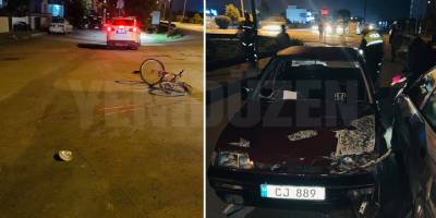 Bir araç bisikletliye çarptı, 1 yaralı