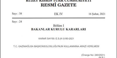TC Gazimağusa Başkonsolosluğu’na Maliye’den 49 yıllığına arazi